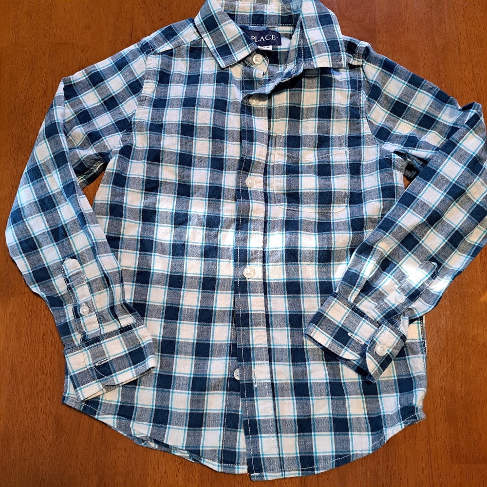 Boys Plaid Button Down Long Sleeve Size 5/6 *Same Day Shipping*